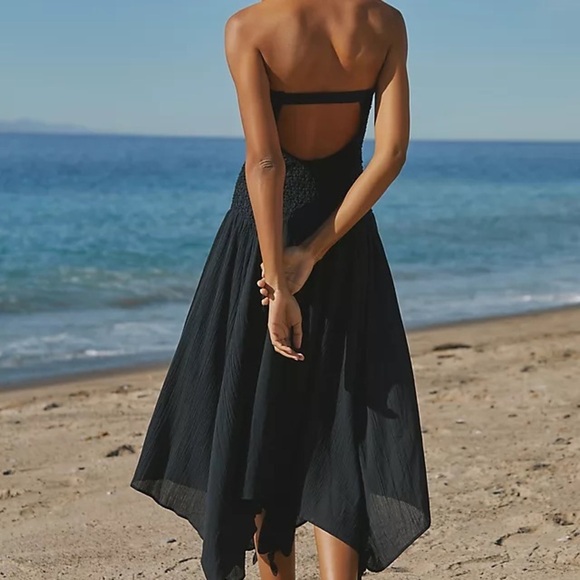 NWT By Anthropologie Strapless Smocked Cover-Up Dress Yellow L - Picture 2 of 11